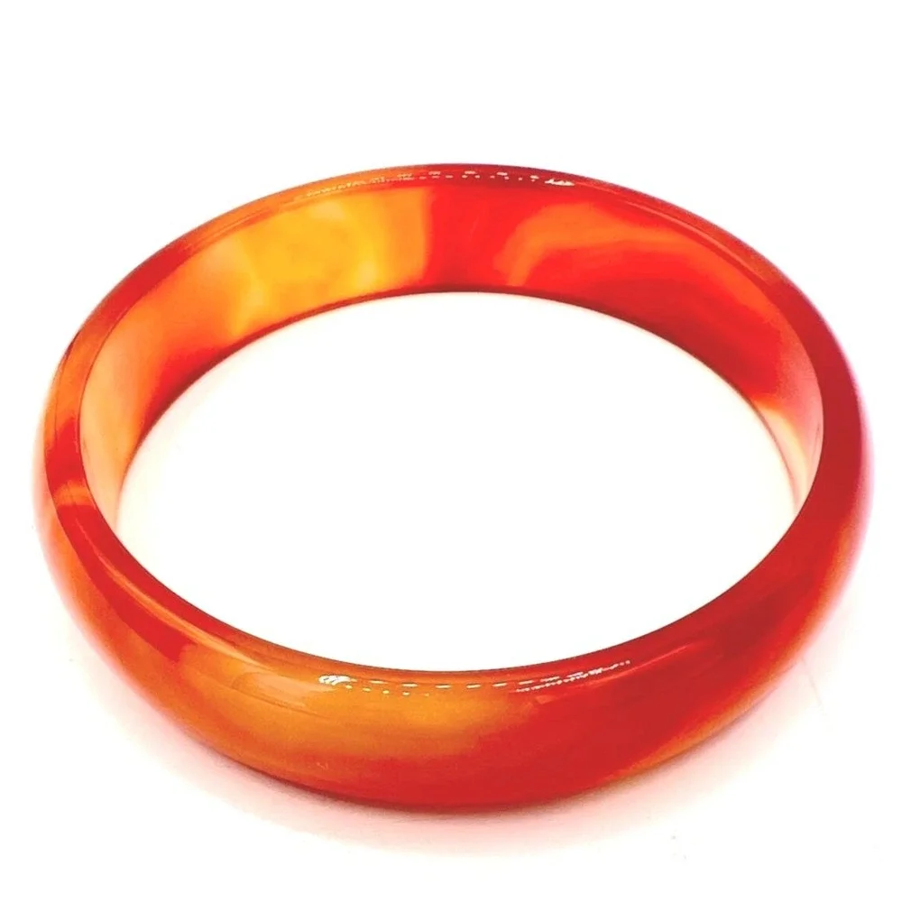 Bangle Bracelet Carnelian Agate Marbled‎ Translucent Sz 8 .5